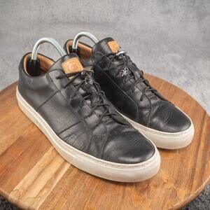 Greats Brooklyn Royale Womens Shoes Black Leather Sneakers Made Italy - 11